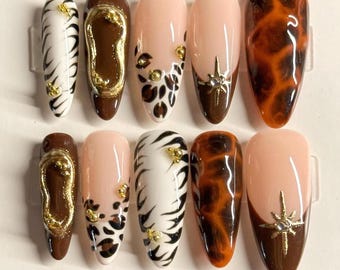 Turtoiseshell Press-on Set | Handmade Gel-x Press-on Nails