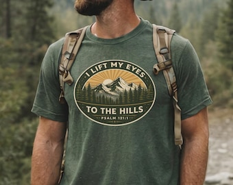Psalm 121 Mountain Shirt | I Lift My Eyes To The Hills Tee | Christian Hiking Shirt