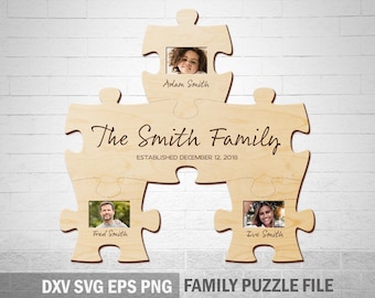 Familienname Puzzle Schild, Foto Familien Puzzle Teile, Familien Puzzle Fotorahmen Laser cut, Familien Puzzle Schild, Familien Puzzle Svg