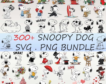 300+ Cute Dog Svg Bundle, Snoopyy, Charliee Brown Svg, Clipart, Cricut, Silhouette, Comic Dog Inspired Clipart Digital Download