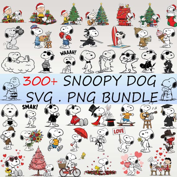 300+ Cute Dog Svg Bundle, Snoopyy, Charliee Brown Svg, Clipart, Cricut, Silhouette, Comic Dog Inspired Clipart Digital Download