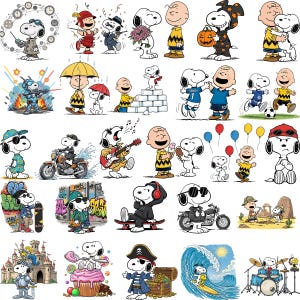 90+ Snoopy Dog Png Bundle, Snoopyy, Charliee Brown Svg, Clipart, Cricut, Silhouette, Comic Dog Inspired Clipart Digital Download