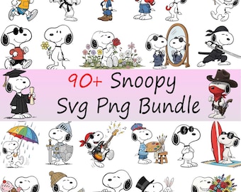 90+ Cute Dog Svg Bundle, Snoopyy, Charliee Brown Svg, Clipart, Cricut, Silhouette, Comic Dog Inspired Clipart Digital Download