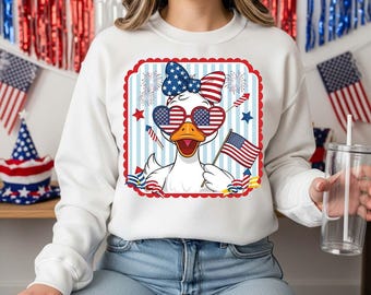 Patriotic Mama Goose PNG: Preppy 4th of July Design (Digital Download)