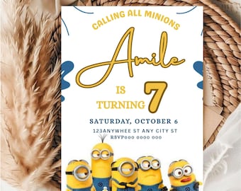 Editable Minions Birthday Invitation Template: Canva DIY (5x7) (Digital Download)