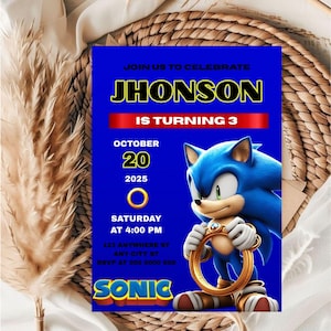 Modèle d'invitation d'anniversaire Sonic modifiable / modèle d'invitation d'anniversaire Sonic The Hedgehog préféré des enfants modifiable / Invitation imprimable