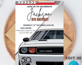 Hot Wheel Racing Car Birthday Invitation Template (Digital Download)