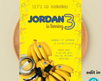 Its Editable Minions Birthday Party Invitation Template for Kids ( 5 x 7 ) Template