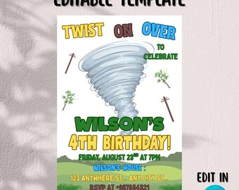 Editable Storm Birthday Party Invitation Template ( 5x7 ) Digital Downloadable Product