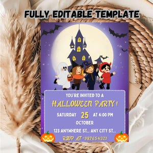 Editable Trick or Treat Party Invitation Template ( 5x7 ) Digital Downloadable Product