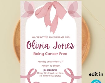 Bearbeitbare Cancer Survivor Party Einladung Vorlage (5x7) Digital herunterladbares Produkt