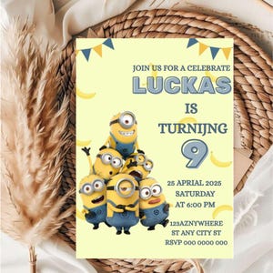 Editable Kids Birthday Invitation Template / Editable Minions Birthday Invitation Template / Editable Kids Favorite Minions Birthday Invite