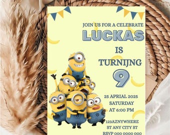 Editable Minions Birthday Invitation Template: Canva DIY (5x7) (Digital Download)