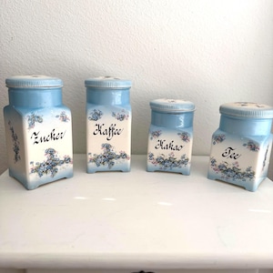 Vintage Alka Kunst Alboth & Kaiser Bavaria Canister Set (AR 4600, ca. 1958–1960) – Ceramic Kitchen Storage Jars with Lids - MCM Europe Decor