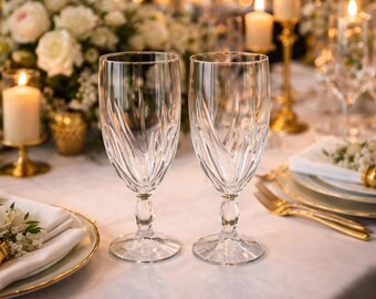 Vintage Marquis by Waterford Crystal Goblets, Swirl Optic, Set of 2