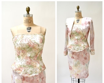 Vintage 1970/'s Long Rose Taft Couture Fashions PInk Rhinestone Maxi Dress Small