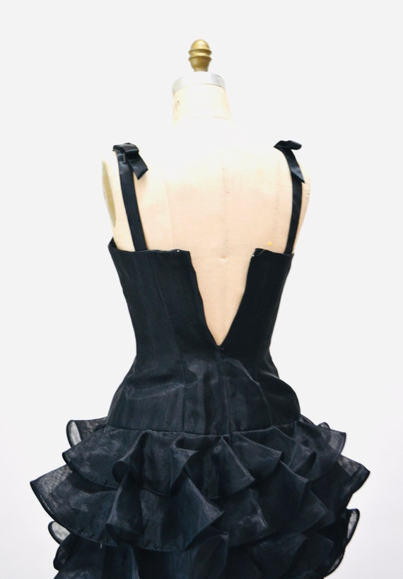 Vintage 80s Prom Dress Black Ruffle Dress By Vict… - image 8