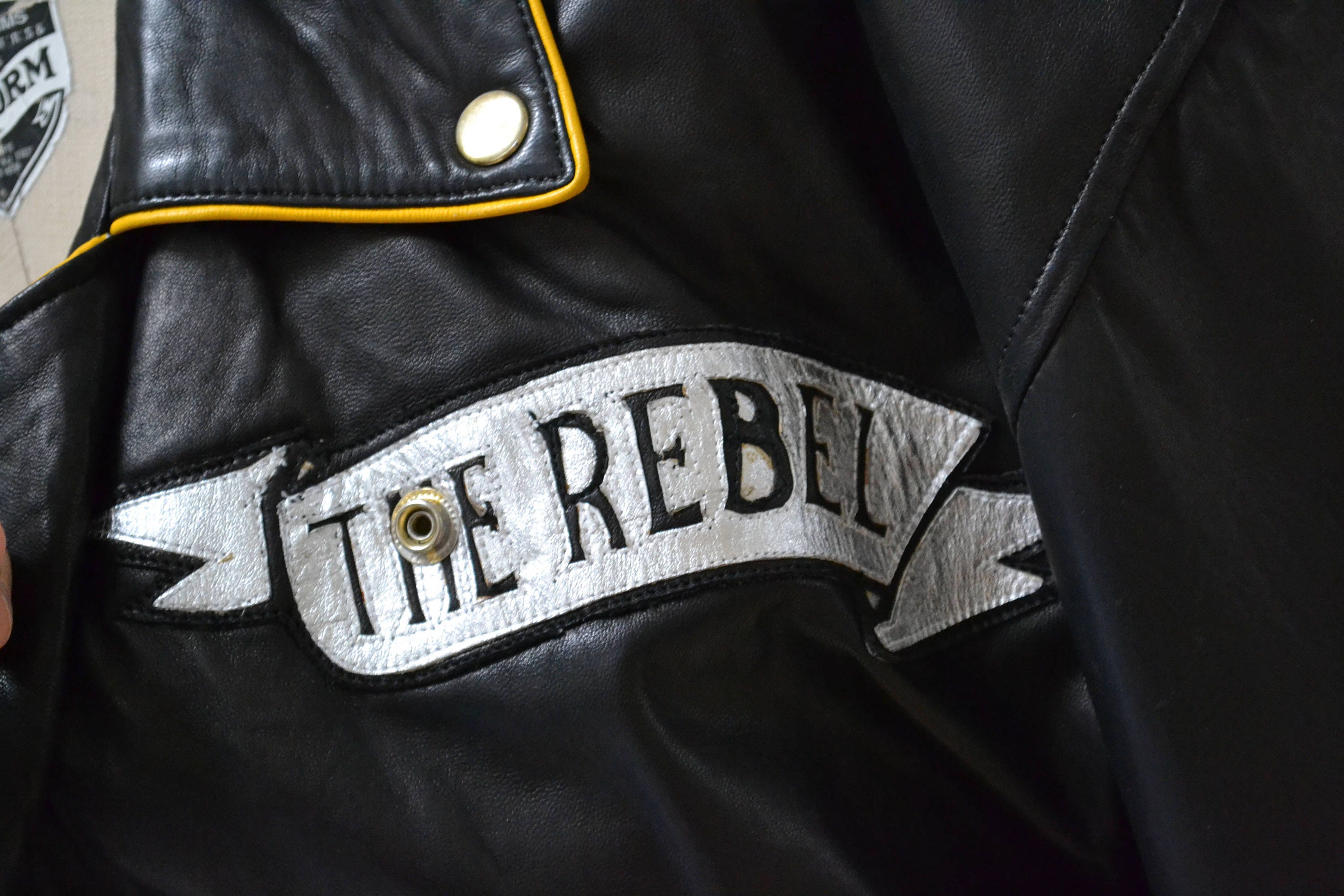 90s Vintage Black Leather Motorcycle Biker Jacket Rebel Bugs Bunny