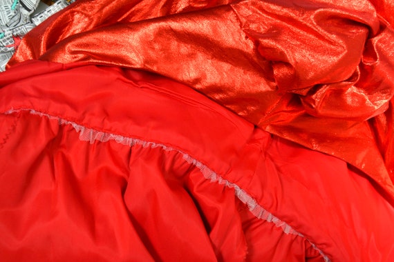 Metallic 80s Prom Dress Size Large XL Red Orange … - image 9