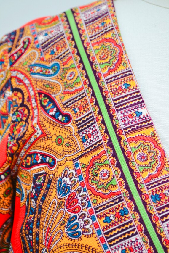 Vintage 70s Boho Dress Paisley Print Long Peasant… - image 5