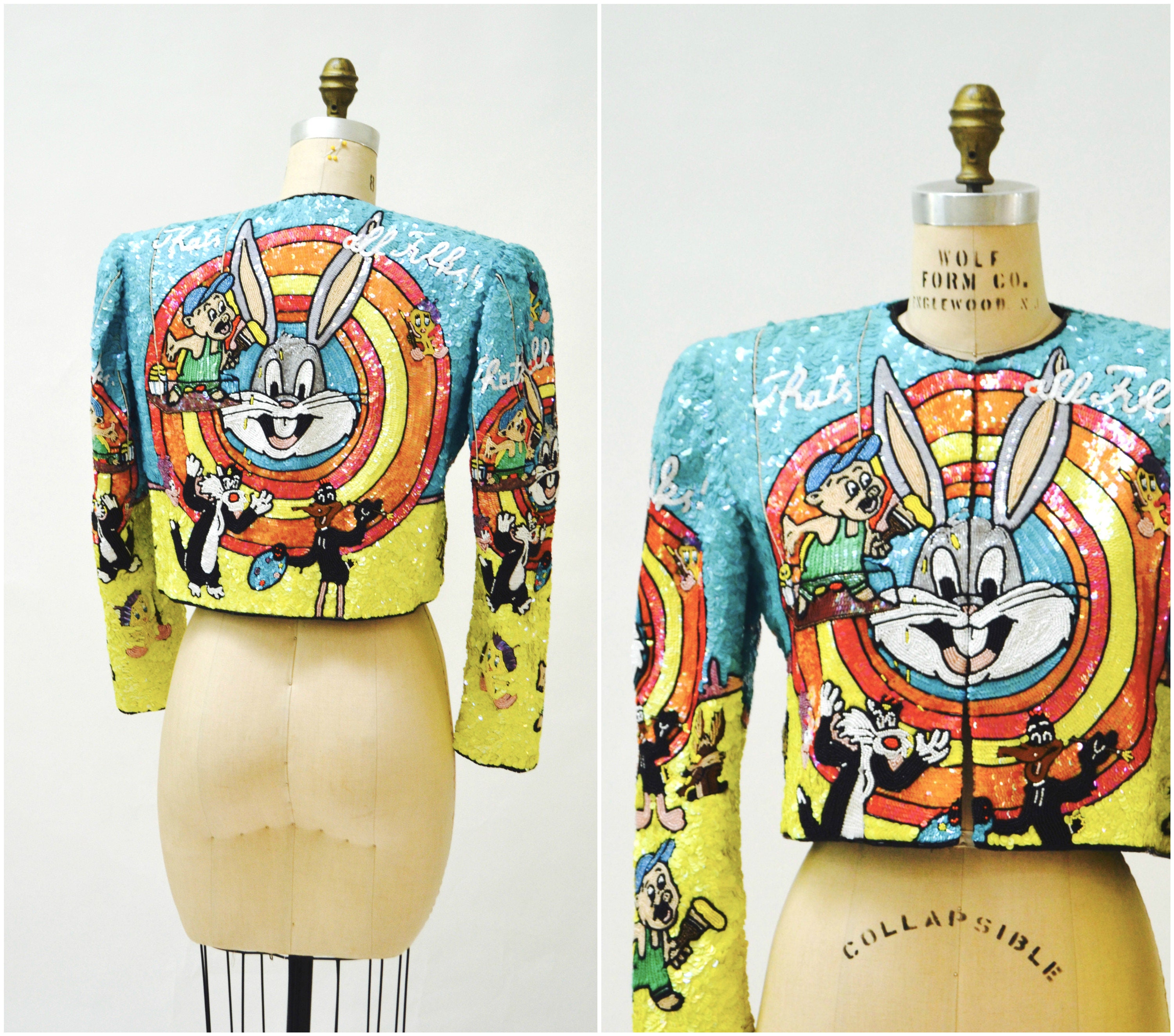 RARE! Gucci Sweatshirt AUTHENTIC Black Looney Tunes Bugs Bunny Sequin XS