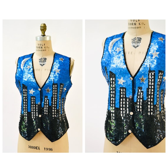 Vintage Silver Sequin Vest Top New York City NYC p