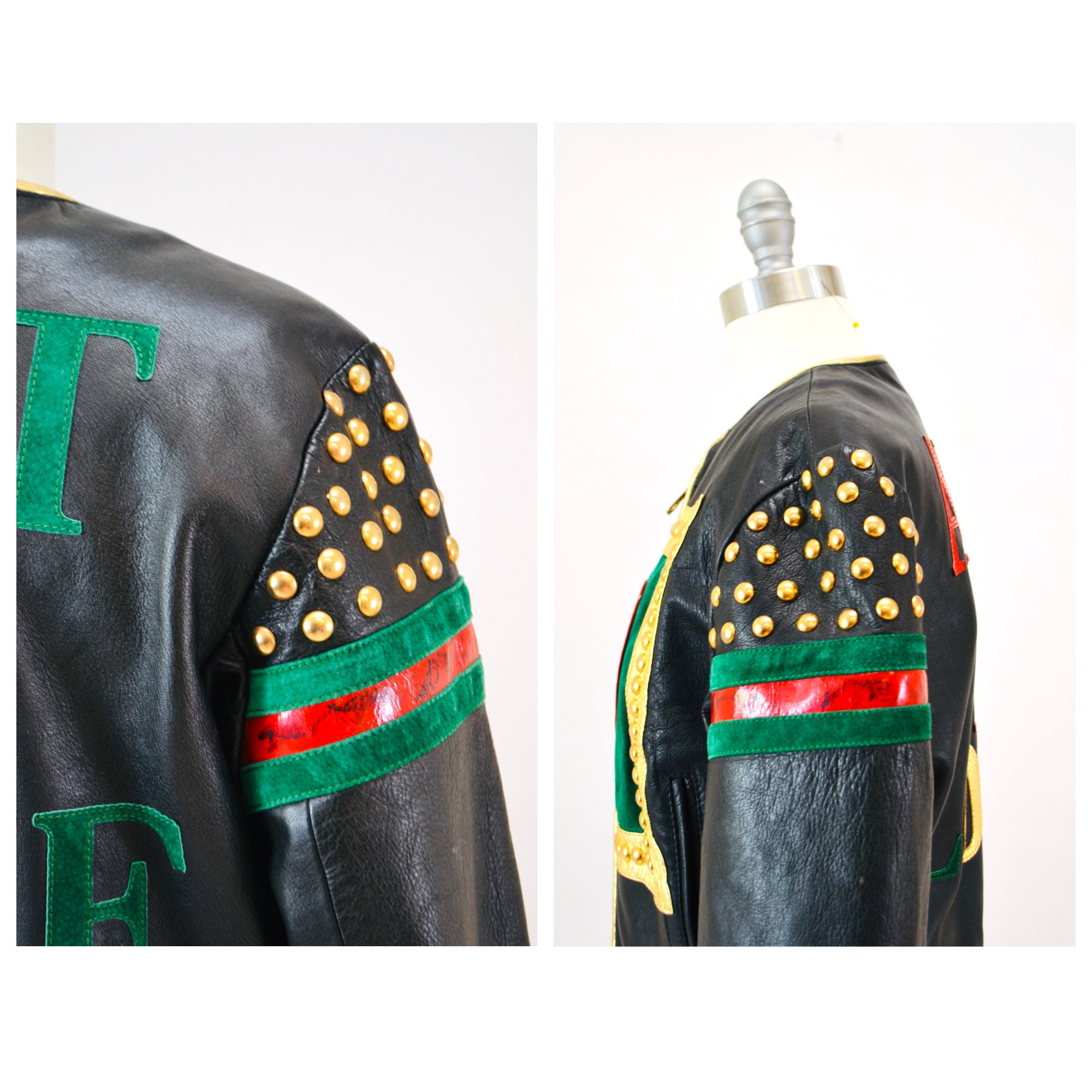 90 91 Fall Winter Moschino ART IS LOVE Leather Jacket Skirt