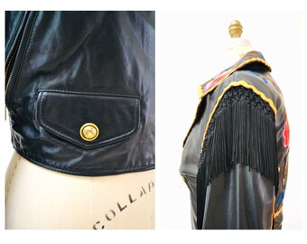 ꧁꧂ vintage leather jacket Vintage Leather Jacket 1994 World Cup Motorcycle Biker Leather