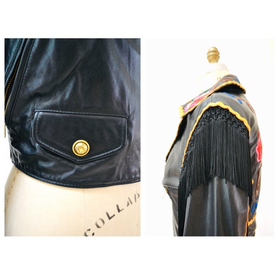 Vintage 90s Black Leather Jacket by Moschino Chea… - image 10