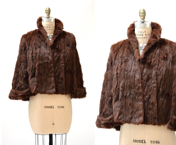 Vintage Fur Stole jacket Brown Vintage Fur Cape C… - image 2