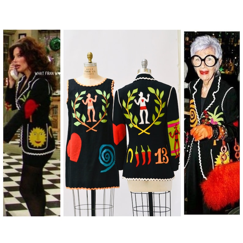 90s Vintage Moschino Black Jacket Blazer Small Medium Cheap & Chic Vintage Heart PEACE Patchwork Jacket Blazer 1990s The NANNY made in Italy 