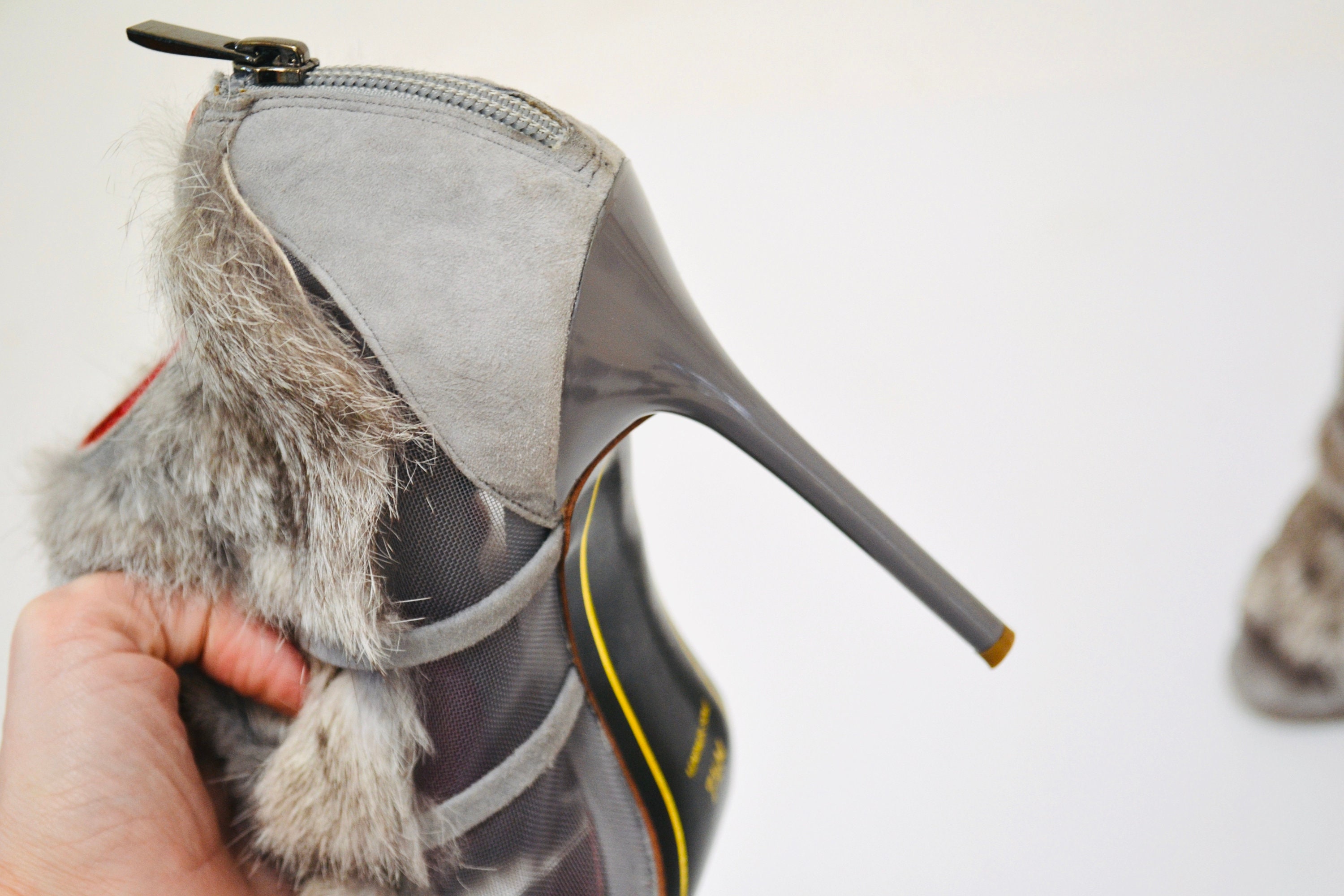 Vintage Charles Jourdan High Heel Shoes Rabbit Fur Mesh High Vintage Charles Jourdan High Heel Shoes Rabbit Fur Mesh High