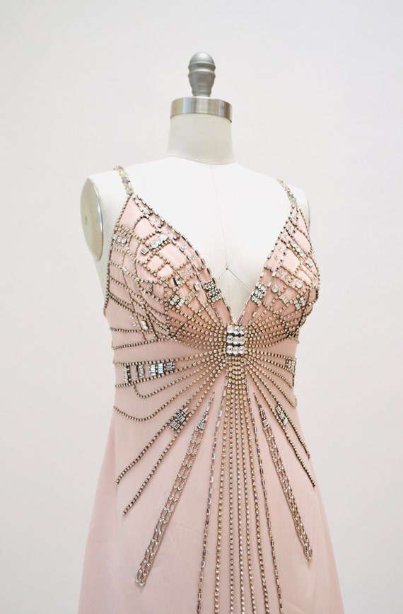 2000s Y2k Vintage Pink Silk Rhinestone Slip Dress… - image 10