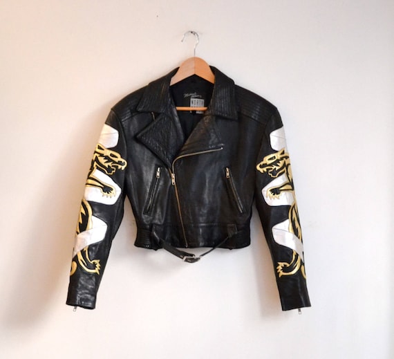 Vintage Black Leather Motorcycle Jacket by North Beach Vintage Black Leather Motorcycle Jacket by North Beach