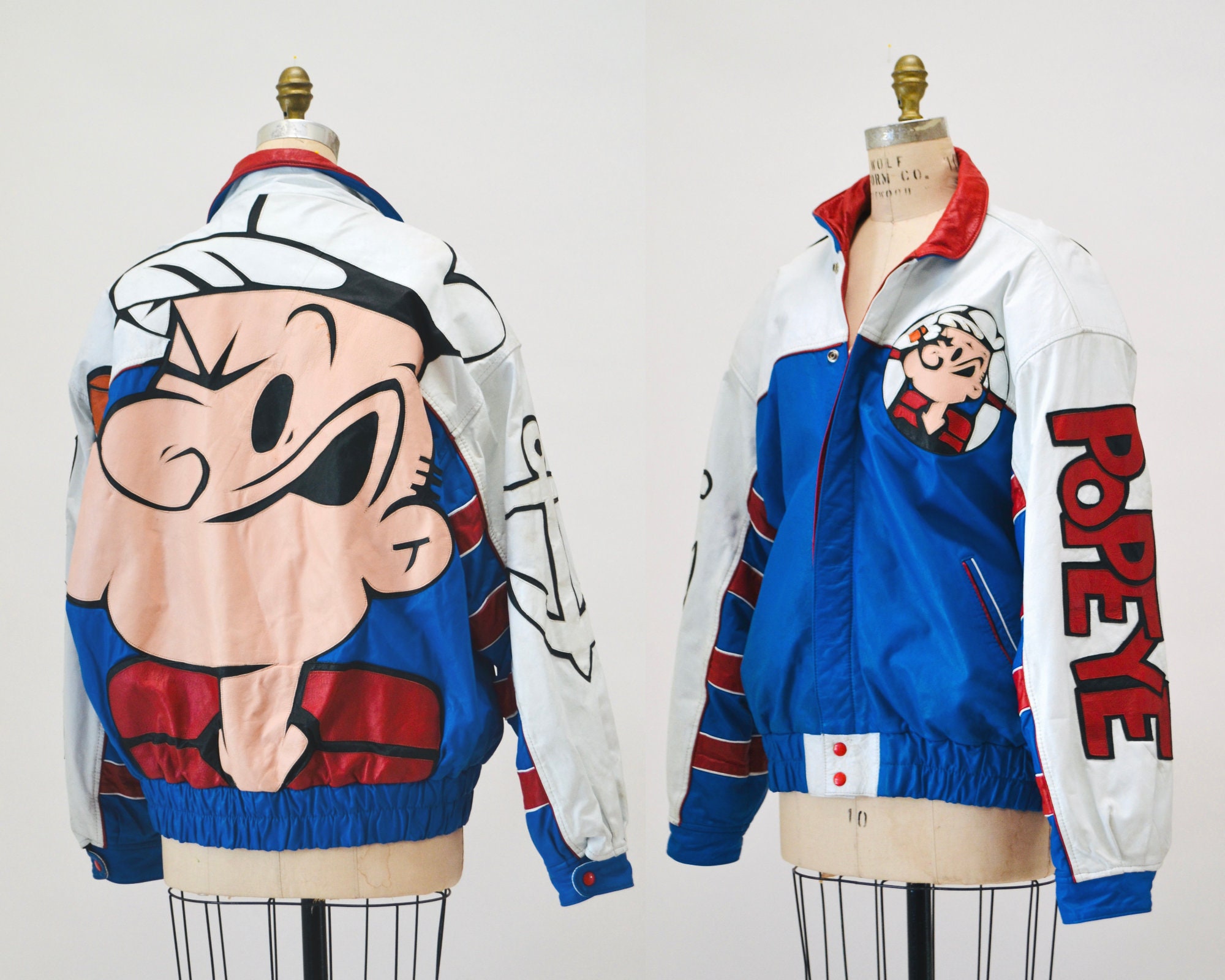 Vintage Leather Jacket With Popeye by Maizar// Vintage Vintage Leather Jacket With Popeye by Maizar// Vintage