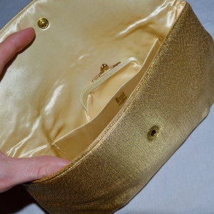 Vintage Gold metallic Clutch Purse bag Rhinestones and Pearls// Vintage Metallic Clutch// Metallic Gold Wedding Evening Bag purse clutch image 5