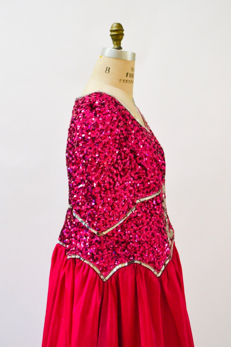 80s Prom Dress Pink Sequin Dress Gown Large XL XXL Plus Size// | Etsy