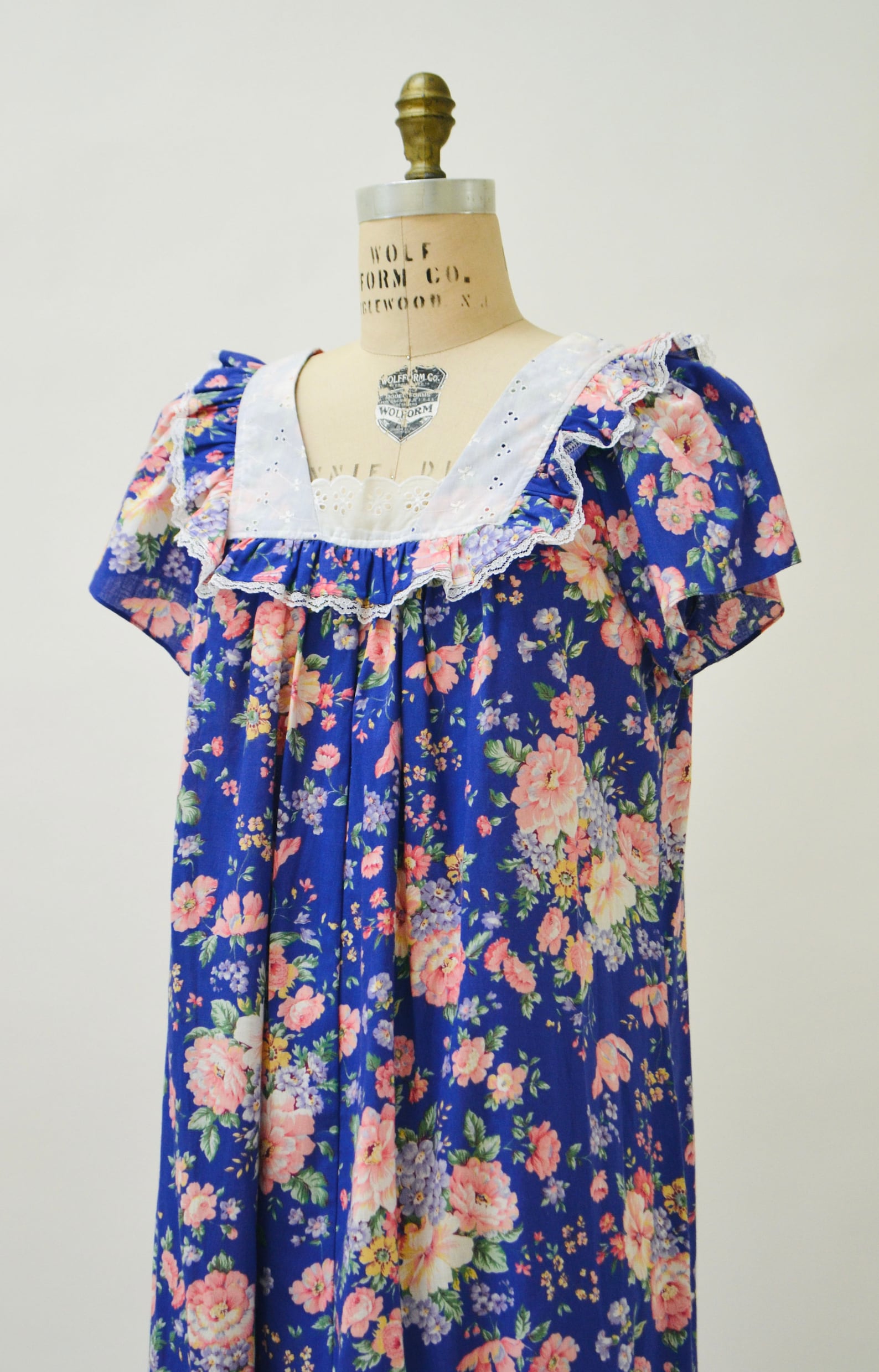 80s Vintage Floral Print Cotton Dress Size Large Moo Moo Dress Etsy