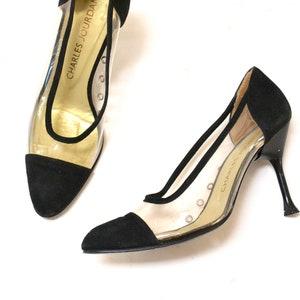 80s Vintage High Heels Size 5 1/2 Black Sheer High Heel Pumps by Charles Jourdan Made in Spain Size 5 1/2 Black Pumps image 7