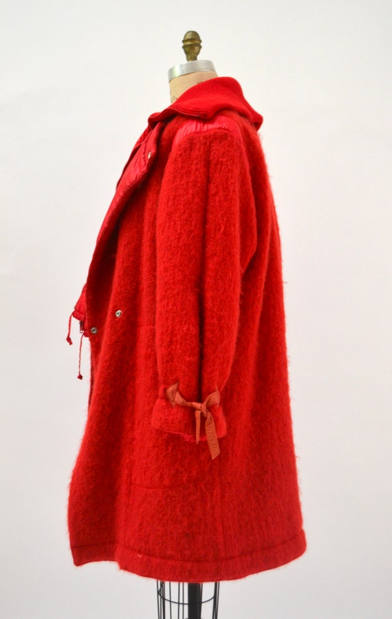 80s 90s Vintage Red Jacket Coat Wool Mohair Jacke… - image 8