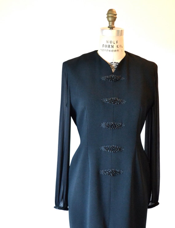 Badgley mischka beaded hotsell sleeve cocktail dress