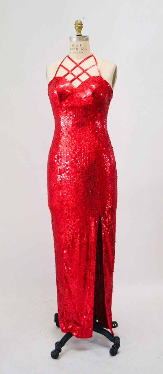 red sequin birthday dress Red Sequin Evening Gown 2025 Glitter Prom Dress Sleeveless Sequins For –  Msikoods Official Store main image 1