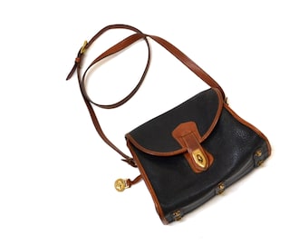 80s Vintage Dooney & Bourke Bag Purse// Navy leather shoulder bag // Pebbled leather purse handbag