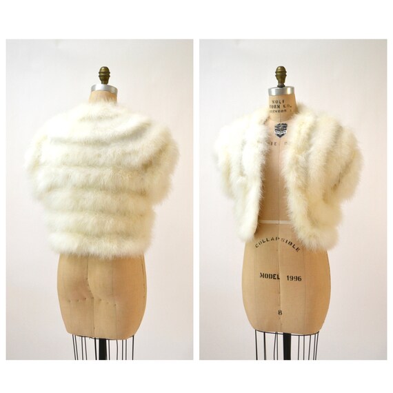Vintage Cream Feather Jacket Bolero Stole Marabou/