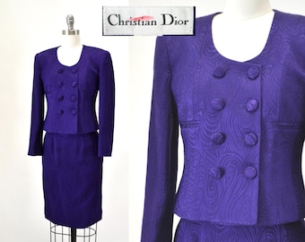 人気のファッションブランド！ Purple 90s 80s Vintage Silk Dior Christian Skirt Jacket Suit 小物
