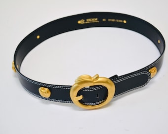 ESCADA Signature EE Silver Hardware Navy Blue Belt - Etsy display picture 2