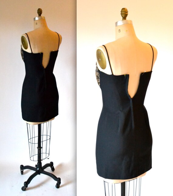 90s Vintage black Tank Dress Animal Print Dress M… - image 5