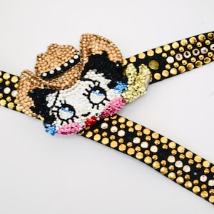 Lata 90. Vintage Katherine Baumann Beverly Hills Swarovski Crystal Betty Boop Belt Buckle Rhinestone Studded Belt Cartoon Betty Boop Belt Kippys