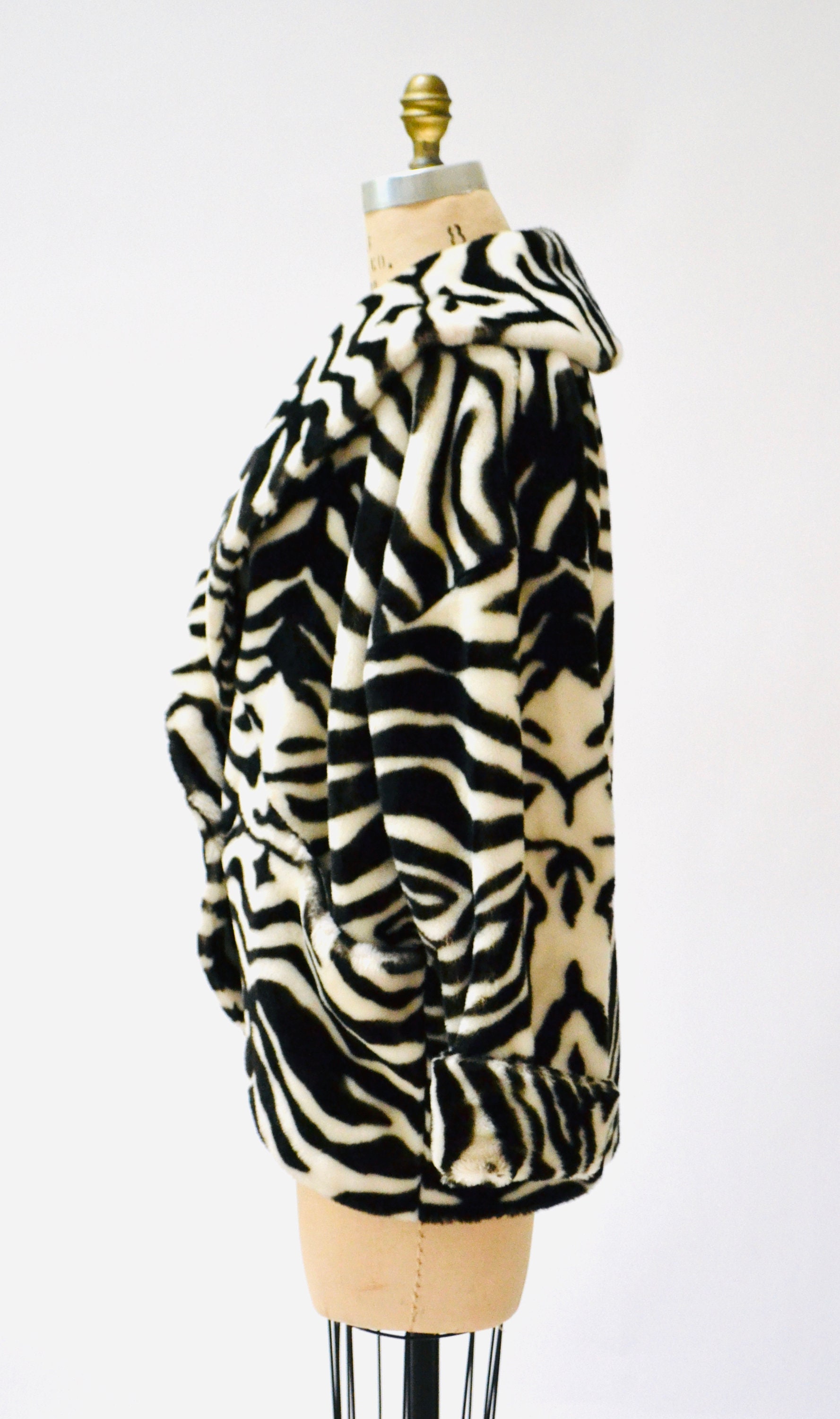 80s 90s GLAM Vintage Faux Fur Jacket Zebra Stripes Jacket 80s 90s GLAM Vintage Faux Fur Jacket Zebra Stripes Jacket