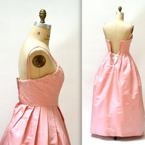 1950s Vintage Prom Dress Size Small Medium Pink// 1950s Vintage Bridesmaid Wedding Dress Evening Gown Beaded in Pink Size Small Medium image 3
